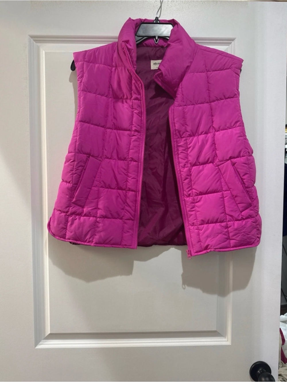 Bright Pink Quilted Puffer Vest by undefined